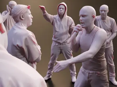 Realistic 3D Scan Hip Hop Mens Rappers 10 Models and Poses 3D model