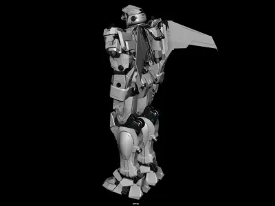 Gundam silver robot with eyes 3D model
