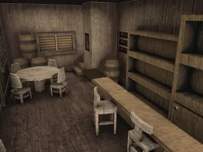Western Saloon - Old West Scene Asset - Backdrop Full Perm Low-poly 3D model