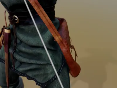 3D - Gothic Archer in Traditional Attire - best quality Low-poly 3D model