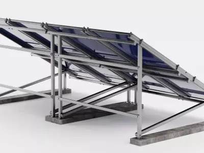 Solar Panel Set V4 - Double Polycrystalline Photovoltaic Array 3D model