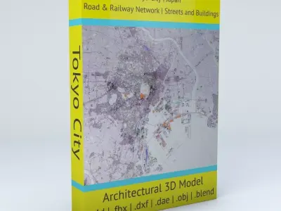 Tokyo City Railway System Road Network Streets and Buildings 3D model