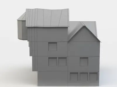 House half-timbered Low-poly 3D model