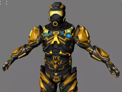 Tech Trooper Low-poly 3D model