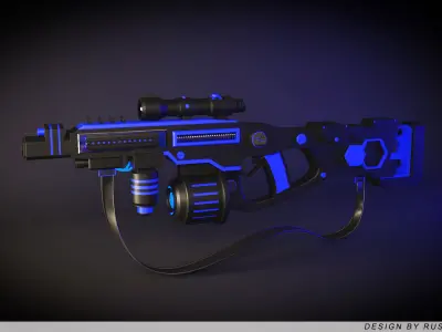 sci-fi gun 3d model Low-poly 3D model