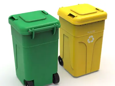 High Poly Wheeled Garbage Bin  3D model