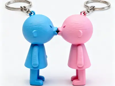 Kissing Magnetic Keychains 3D Model Low-poly 3D model