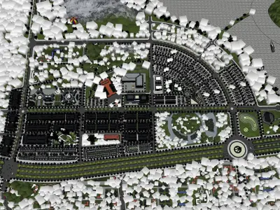 Urban planning by sketchup and vray 3D model