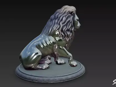 Lion Statue V36 Low-poly 3D model
