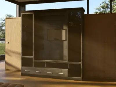 Modern Minimalist TV Wall -Functional TV Wall Design 3D model