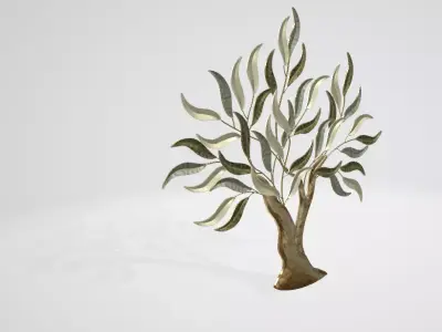 Morning Mist Sage and Gold Tree Exclusive Metal Wall Art Low-poly 3D model