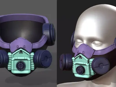Gas mask respirator scifi futuristic 3d  Low-poly 3D model 45