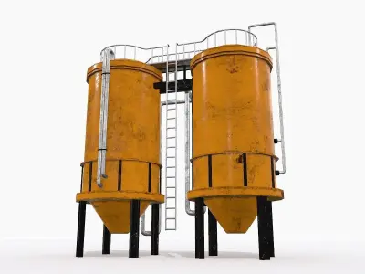 Industrial Tank Low-poly 3D model