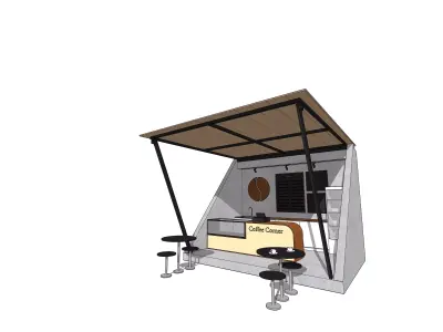  Small Coffee Shop Triangle 3D Model 3D model