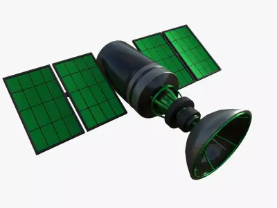 Satellite D01 Black Green - SciFi Space Design Low-poly 3D model