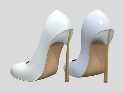 White Gold High Heels Low-poly 3D model