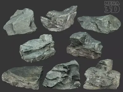 Gray Sharp Rock 220819 Photogrammetry - Ultra HD 16K Textures Low-poly 3D model