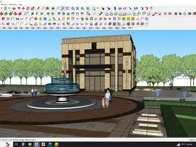 Art deco office building with theme park sketchup model 3D model