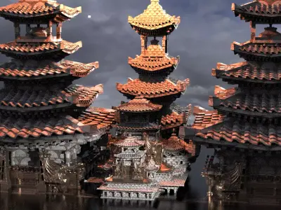 Khan Warlord Temples Kitbash 3D model