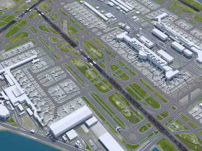 Tokyo Haneda Airport 10km Low-poly 3D model
