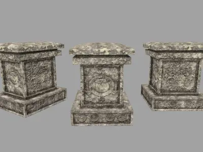 Tombstone 1 group of gravestones Low-poly 3D model