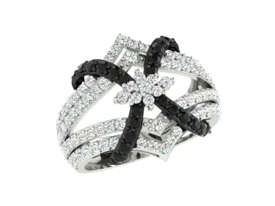 Light Weight White Gold Diamond Ring  -DDS RN 224 3D print model