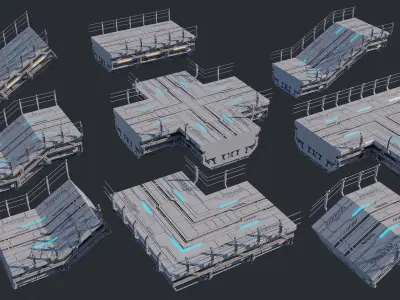 Sci-Fi Road Bridge Kitbash Vol 01 Low-poly 3D model