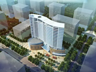 Modern Hotel Tower Exterior 3D model