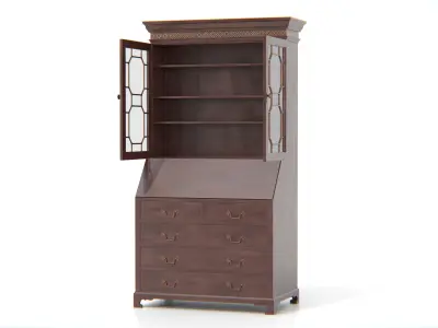 Antique Secretary Hutch Cabinet Low-poly 3D model