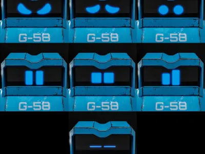 Cute Space Robot Rigged G-58 Blue 3D model