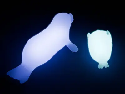 Indirect lighting of a parent and child seal 3D model