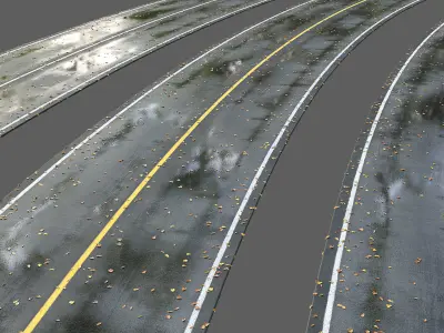 Wet road with markings 3D model