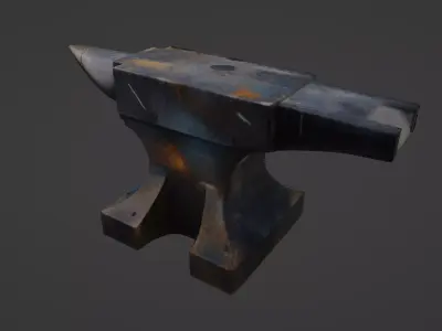 Worn Iron Anvil with Patina and Hammer Dents 3D model