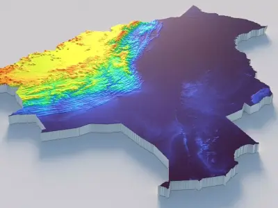 Bolivia Country Terrain 3D model