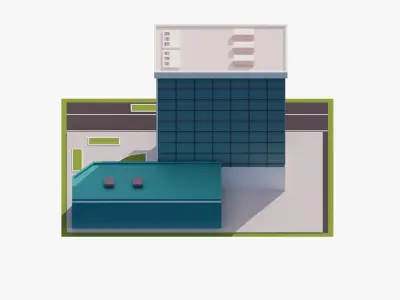 Hospital Building Low-poly 3D model