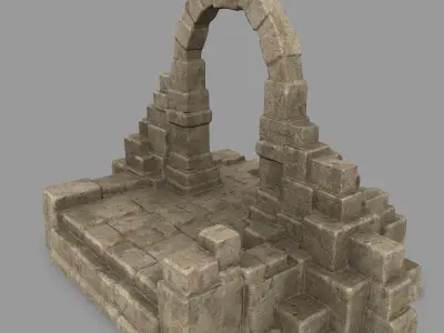 gate 3 stone archway Low-poly 3D model