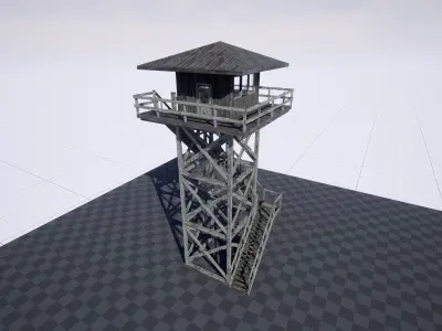 Modular Fire lookout tower PBR Low-poly 3D model