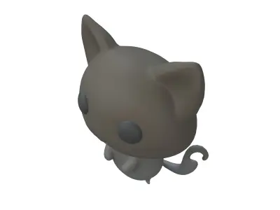 Double Tail Cat Ghost Character v1 004 Low-poly 3D model