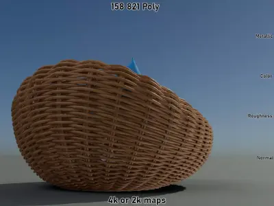 Wicker Comfort Chair Low-poly 3D model