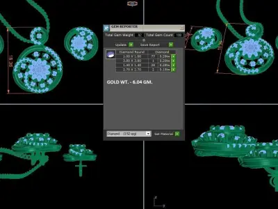 Solitaire Light wt Pendant Earrings Set 3dm stl obj mtl gltf  3D print model