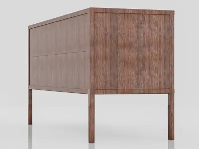 Sideboard 3 doors in dark fine wood Free 3D model