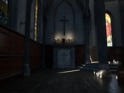 Church Interior Low-poly 3D model buy