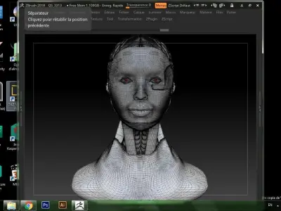 cyborg women portrait  Low-poly 3D model