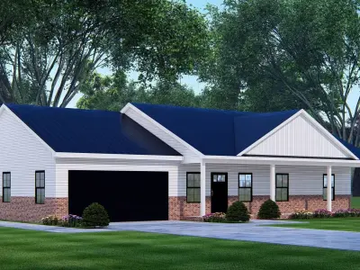 Modern Barndominium House 3D Model with Rustic Metal Siding 3D model