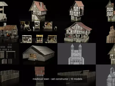 medieval town - set constructor 3D Model Pack