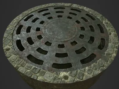 Manhole cover Low-poly 3D model