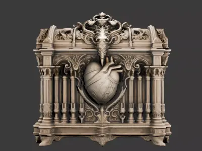 Gothic Heart Chest 3D model