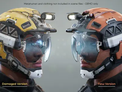 Sci-Fi Explorer Helmet - Customizable Game-Ready Low-poly 3D model