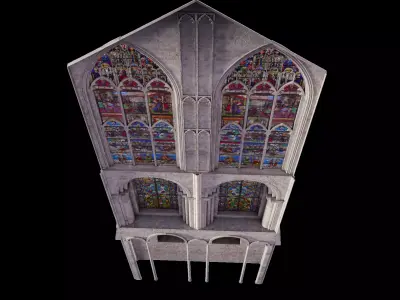 Cathedral Transept Big Stained Glass Wall - ONLY  Low-poly 3D model