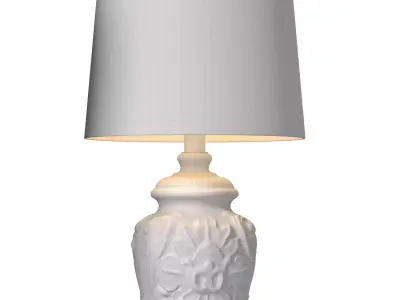 Rustic Country Nightstand Desk Rural Lamp Carved Wooden Base 3D model